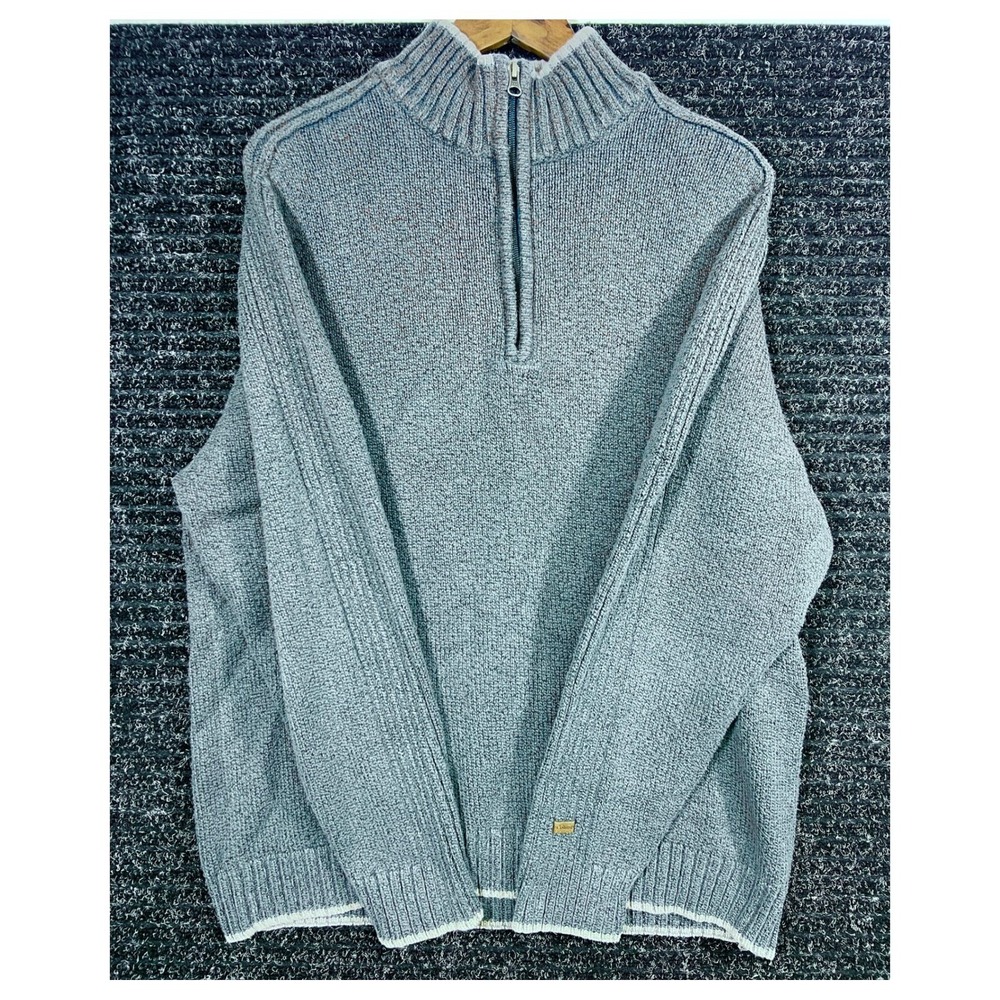 Columbia Mens Quarter Zip Pullover Sweater Knit Ribbed Gray‎ XL